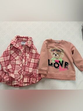 Old Navy Red and White Plaid Button-Down Shirt bundle